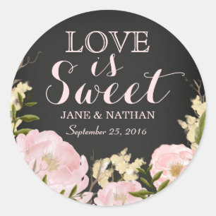 Kärlek är Sweet Chalkboard Bröllop Sticker Runt Klistermärke