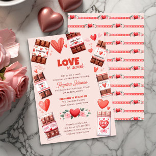 Kärlek är Sweet Chocolate och Hearts Möhippa Inbjudningar