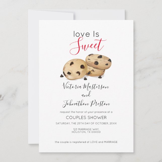 Kärlek är Sweet Cookie Par Shower Inbjudningar (Framsida)