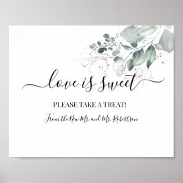 Kärlek är Sweet Dessert Bord Watercolor Flower Sig Poster