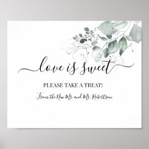 Kärlek är Sweet Dessert Bord Watercolor Flower Sig Poster