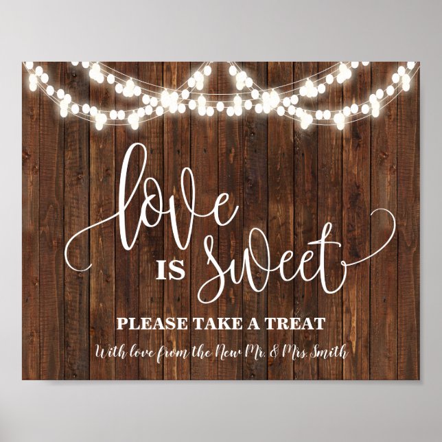 Kärlek är Sweet Dessert Bord Westerna Bröllop Poster (Framsidan)