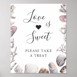 Kärlek är Sweet Dessert Watercolor White Sea Snäck Poster