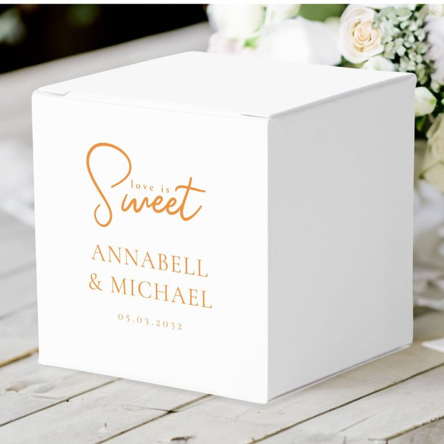 Kärlek är Sweet! Elegant, förenklad, Bröllop Presentaskar (Personalized Love is Sweet! Elegant, Simpel, Wedding Favor Boxes)