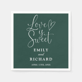 Kärlek är Sweet Elegant Modern Emerald Grönt Bröll Pappersservett