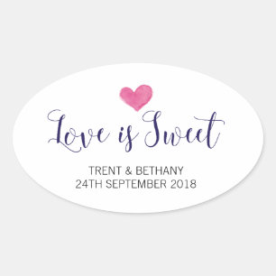 Kärlek är Sweet Favor Stickers Ovalt Klistermärke