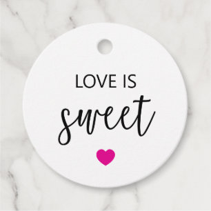 Kärlek är Sweet Gift Märkre, Fuchsia Bröllop Gåvor Etiketter