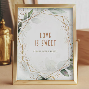 Kärlek är Sweet Guests Grönt & Guld Rustic Sign Poster