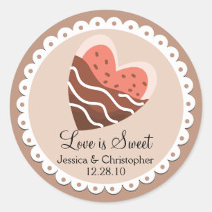 Kärlek är Sweet - Heart Cookie doppad i choklad Runt Klistermärke