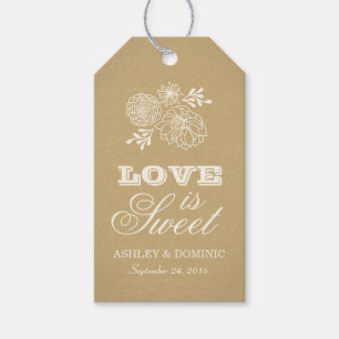 Kärlek är Sweet Kraft Typography Bröllop Monogram Presentetikett