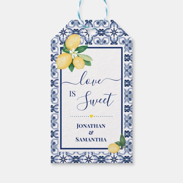 Kärlek är Sweet Lemons Bröllop Candy Favor Gift-Mä Presentetikett (Framsidan)