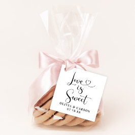 Kärlek är Sweet Modern Black Heart-skript Bröllop Gåvor Etiketter