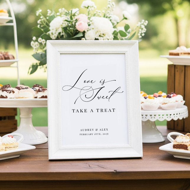 Kärlek är Sweet Modern Black Wedding Favands Poster (Skapare uppladdad)