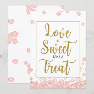 Kärlek är Sweet Möhippa-tecken Rosa och Guld Inbjudningar