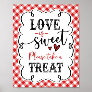 Kärlek är Sweet Red Gingham Picnic I Do BBQ Poster