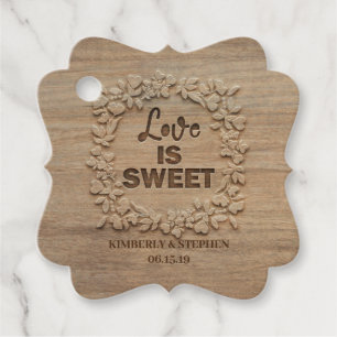 Kärlek är Sweet Rustic Bröllop Gåvor Etiketter