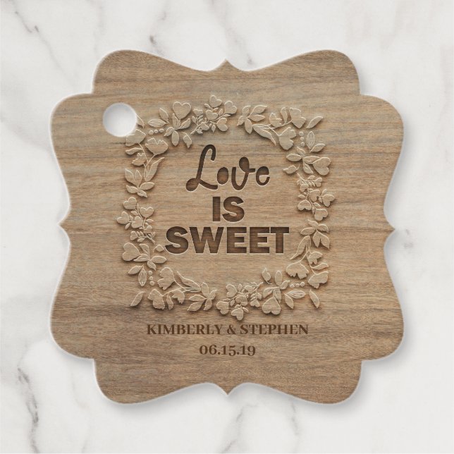 Kärlek är Sweet Rustic Bröllop Gåvor Etiketter (Framsida)