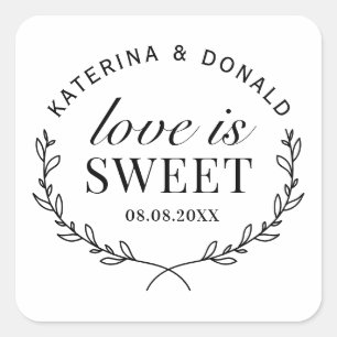 Kärlek är Sweet Rustic Bröllop Möhippa Fyrkantigt Klistermärke