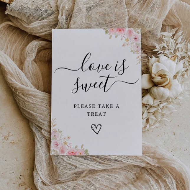 Kärlek är Sweet Sign Printable, Ro Bröllop Inbjudningar (Love is Sweet Sign Printable, Rose Wedding Invitation)