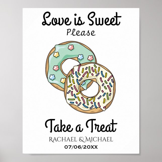 Kärlek är Sweet Ta ett Treat Donut Pub Poster (Framsidan)