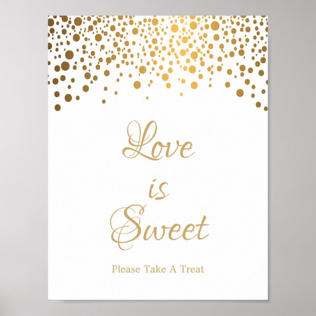 Kärlek är Sweet Tillfälle och skriver in Guld Dots Poster (Framsidan)