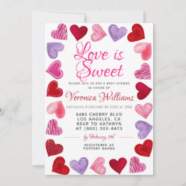 Kärlek är Sweet Valentine's Baby Shower-inbjudan Inbjudningar