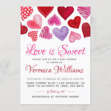Kärlek är Sweet Valentine's Baby Shower-inbjudan