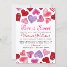Kärlek är Sweet Valentine's Baby Shower-inbjudan