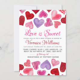 Kärlek är Sweet Valentine's Baby Shower-inbjudan Inbjudningar