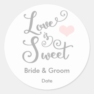 Kärlek är Sweet Wedding Favor Sticker Runt Klistermärke