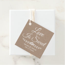 Kärlek är Sweet white typography rustic bröllop Gåvor Etiketter