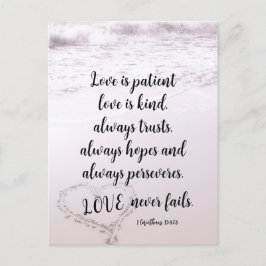 Kärlek är tålamod Bibelvers Hav Strand Bröllop Vykort