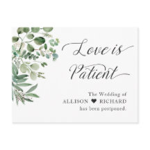 Kärlek är Tålamod Bröllop Försenat Chic Eukalyptus