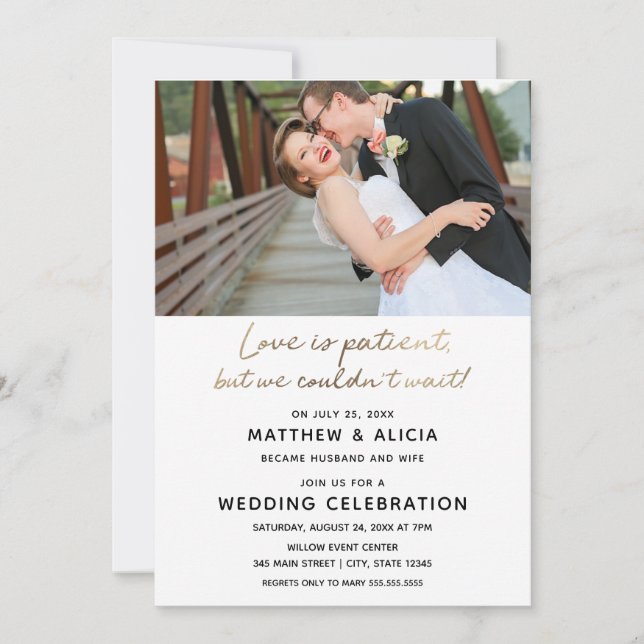 Kärlek är tålamod Bröllopsannons Mottagning Inbjudningar (Framsida)
