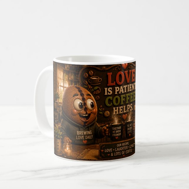 Kärlek är tålamod kaffemugg (Framsida vänster)