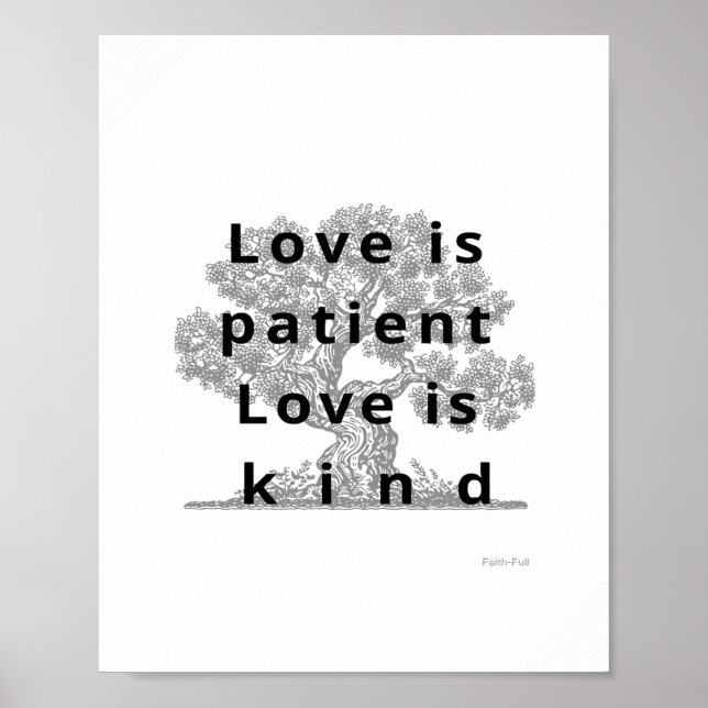 Kärlek är tålamod kärlek är vänlig Klassisk look  Poster (Framsidan)