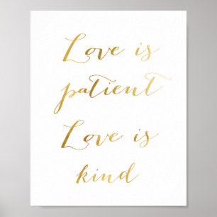 Kärlek är tålamodig, kärlek är snäll - guld poster