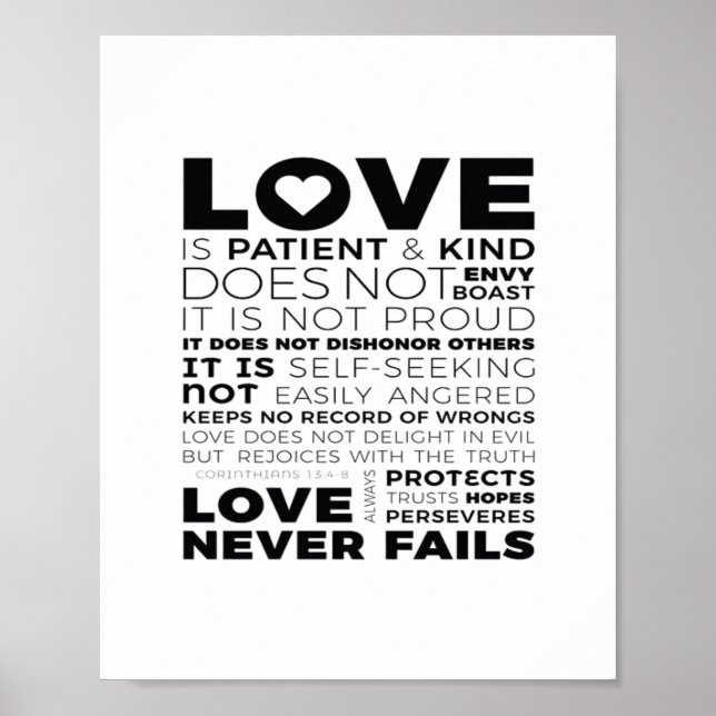 Kärlek är tålamodig och god. Den är inte avundsjuk Poster (Framsidan)