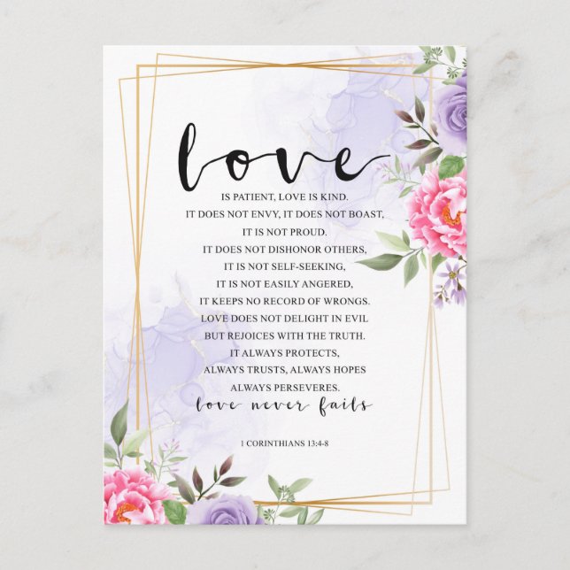 Kärlek är tålig, kärlek är god Postkort Vykort (Framsida)