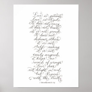 Kärlek är tålmodig inspirera versestypografi poster