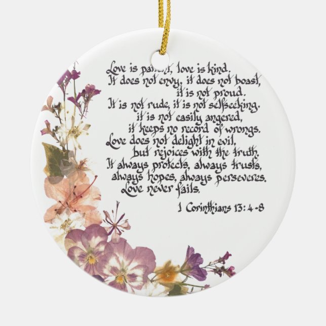 Kärlek är tålmodig julgransprydnad keramik (Framsidan)