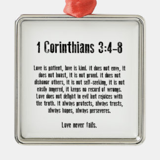 Kärlek är tålmodig julgransprydnad metall