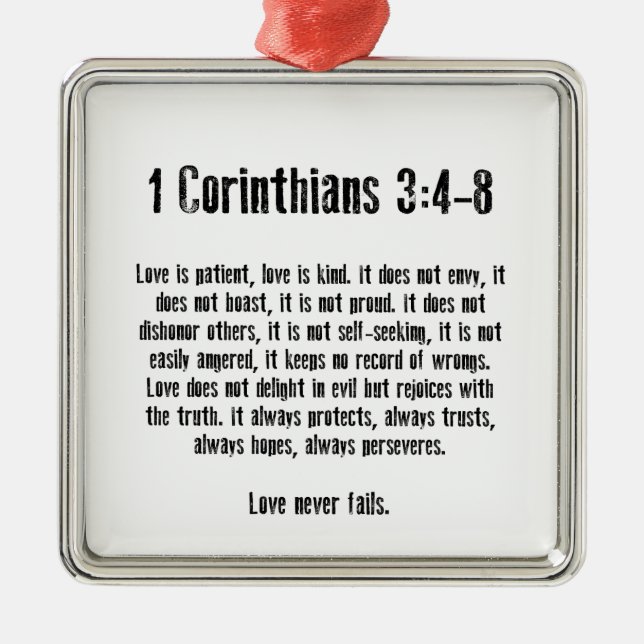 Kärlek är tålmodig julgransprydnad metall (Framsidan)