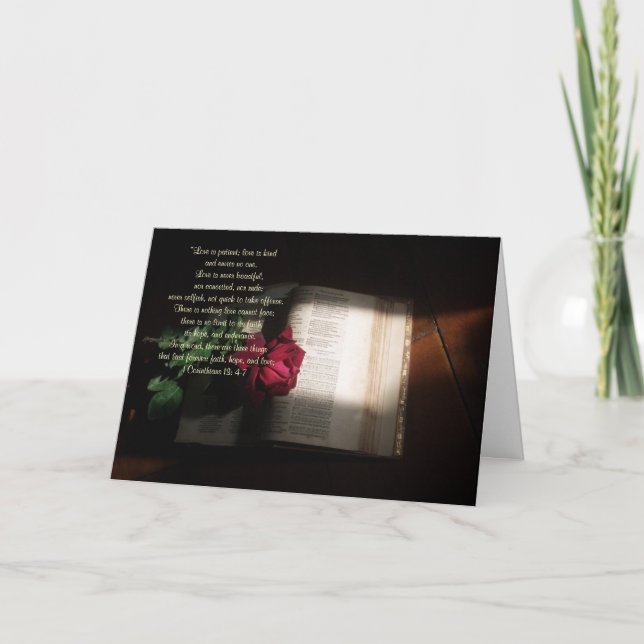 Kärlek är tålmodig, kärlek är den slags scripturen helgkort (Framsida)