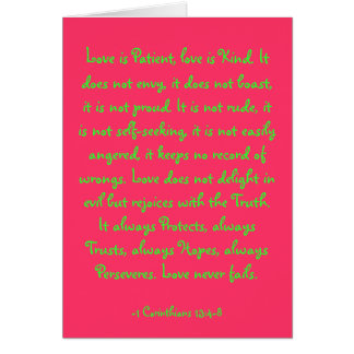 Kärlek är tålmodig, kärlek är snäll. Den avundas Hälsningskort