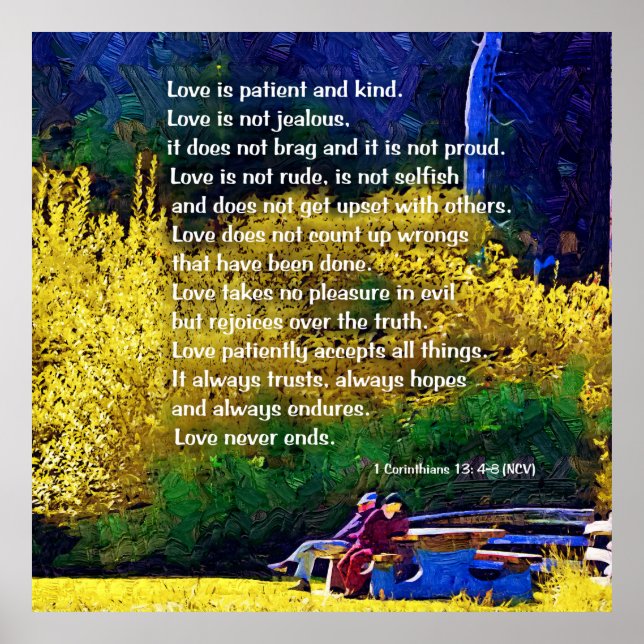 Kärlek är tålmodig: par i parken poster (Framsidan)