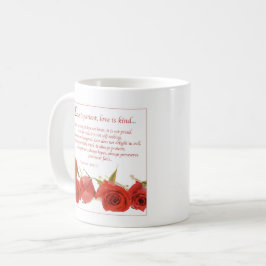 Kärlek är Tålmodig Röd Ros Kaffemugg