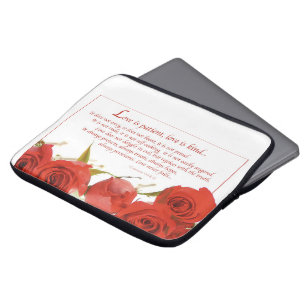 Kärlek är Tålmodig Röd Ros Laptop Fodral