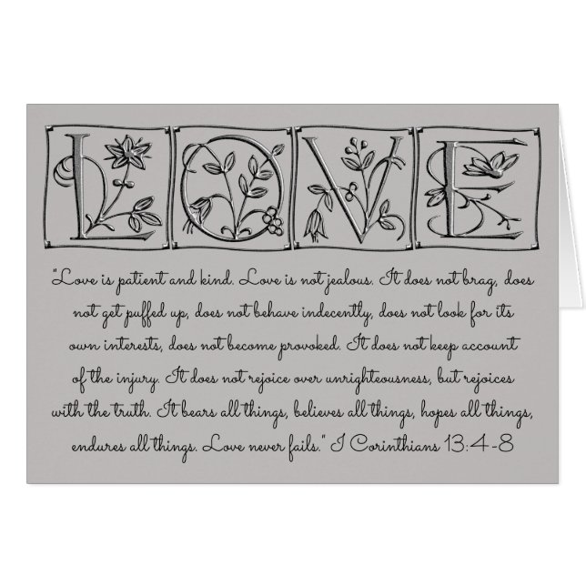 Kärlek är Tålmodig-Sorten-Aldrig OBS Kort (Framsidan Horizontal)