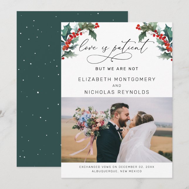 Kärlek är tålmodig, vi är inte | Meddelande från B Inbjudningar (Fram/baksida)